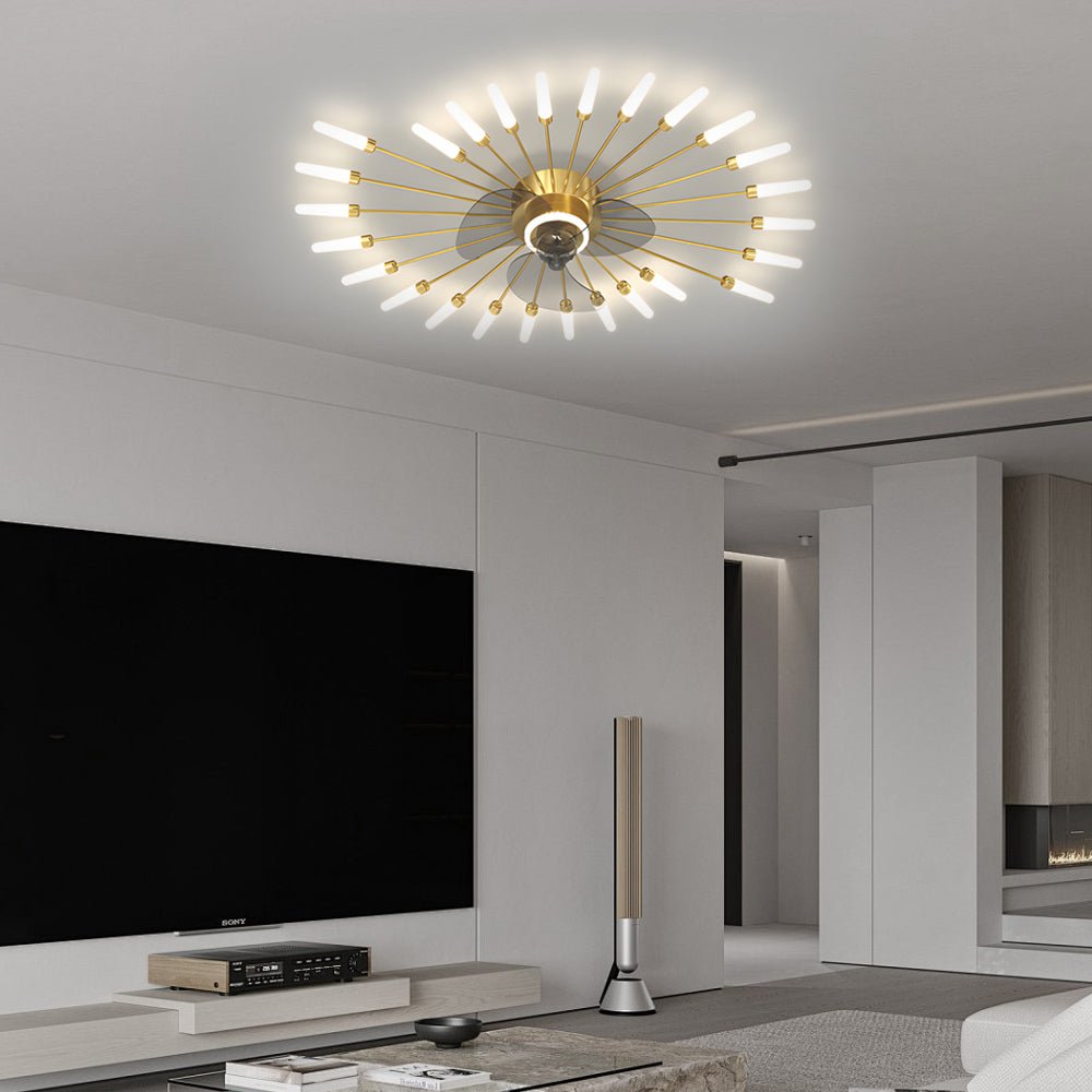 Modern Flower Design Ceiling Fan with Dimmable LED Light