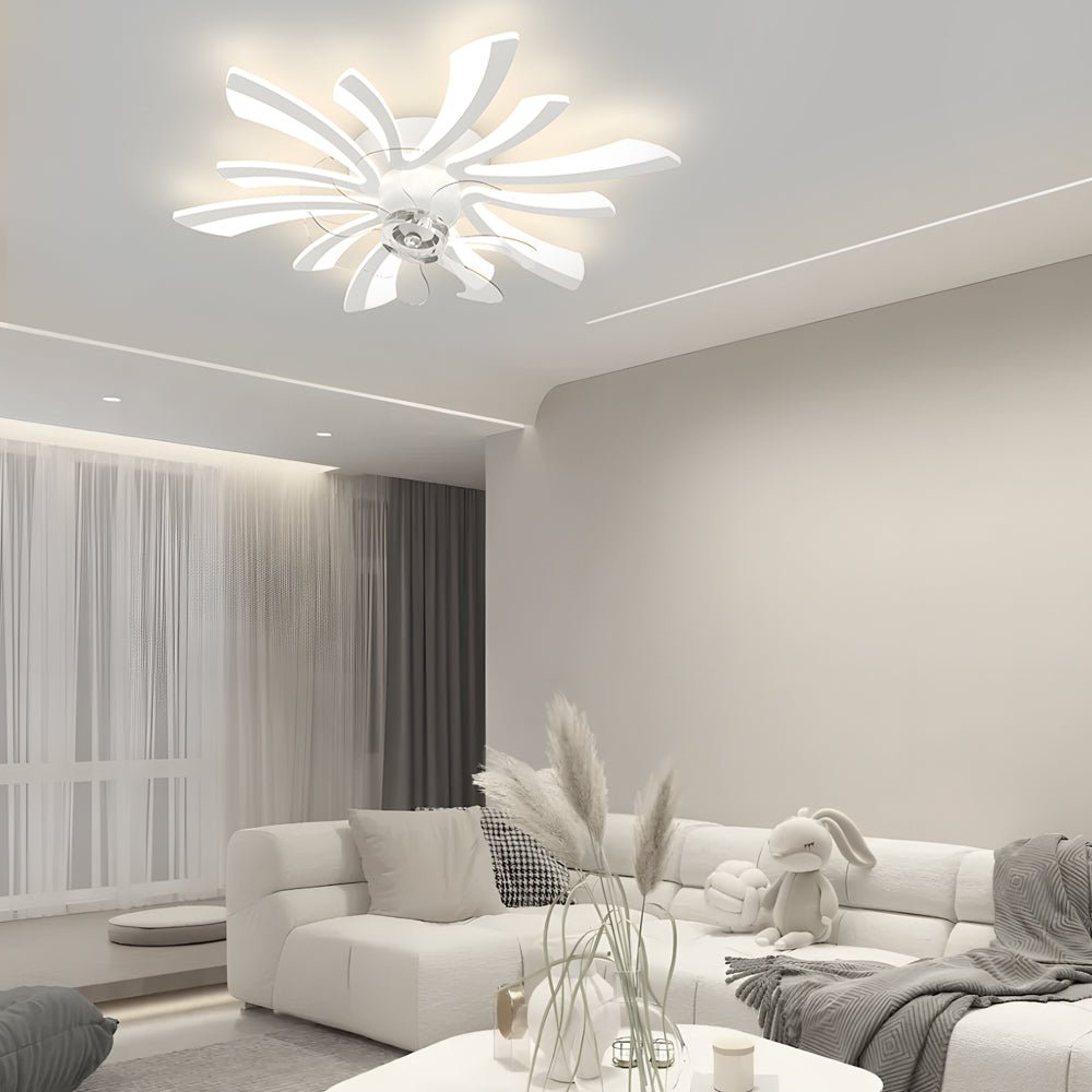 Modern Floral Ceiling Fan Light with LED - 3-Step Dimming