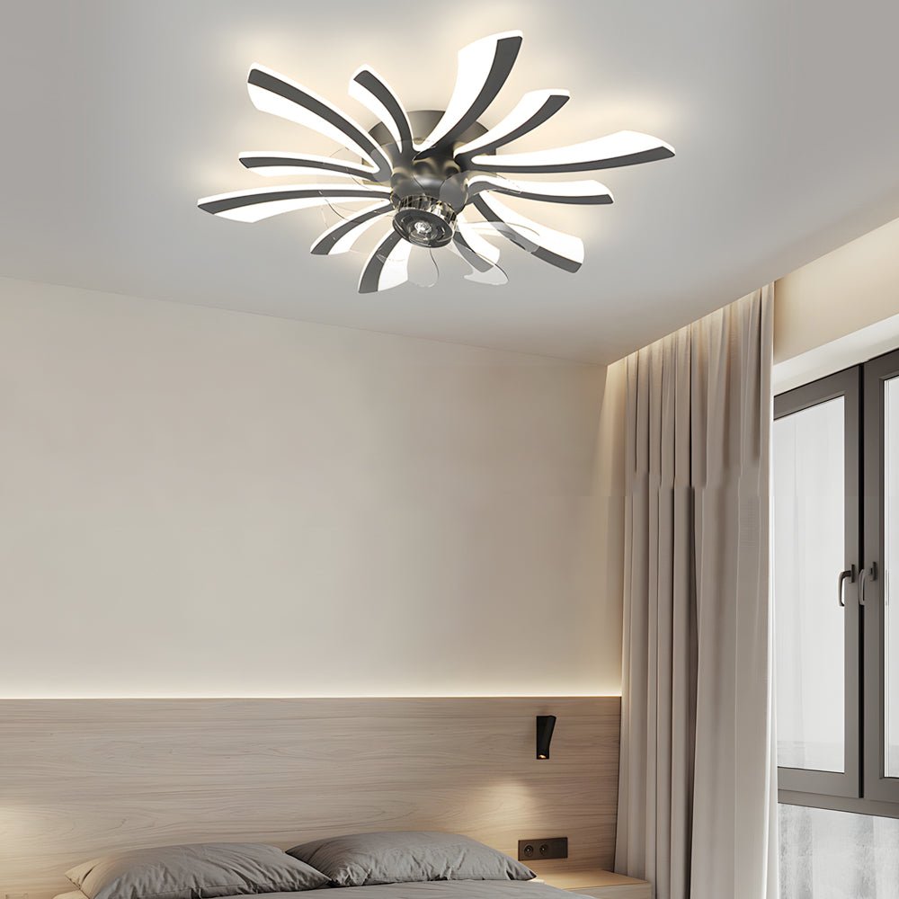 Modern Floral Ceiling Fan Light with LED - 3-Step Dimming