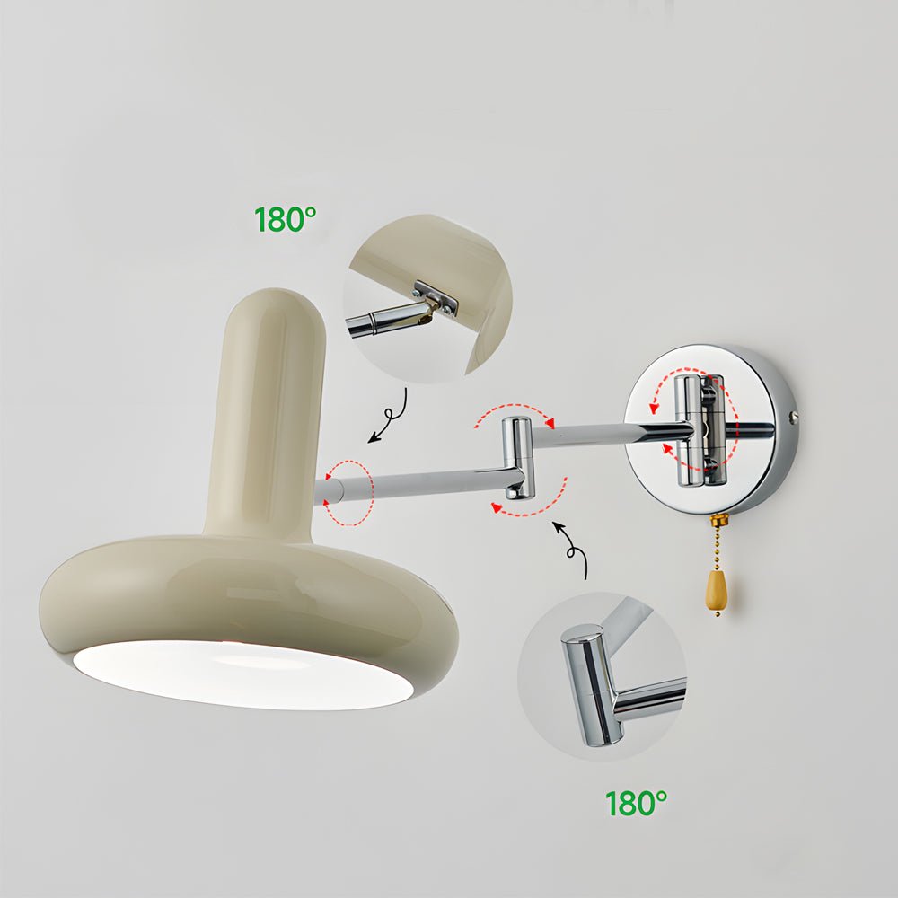 Modern Glass Swing Arm Dimmable Wall Lamp with Remote Control