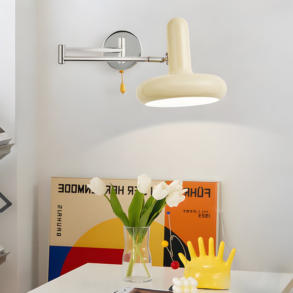 Modern Glass Swing Arm Dimmable Wall Lamp with Remote Control