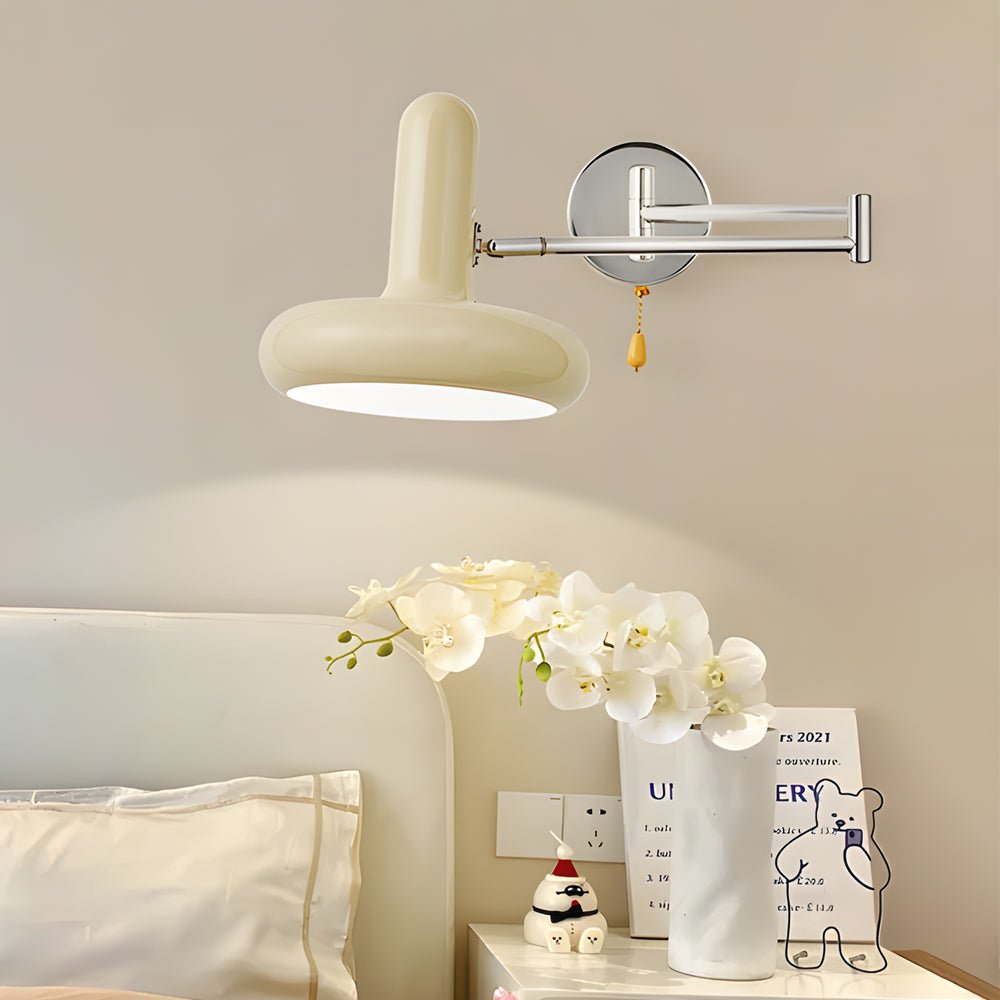 Modern Glass Swing Arm Dimmable Wall Lamp with Remote Control