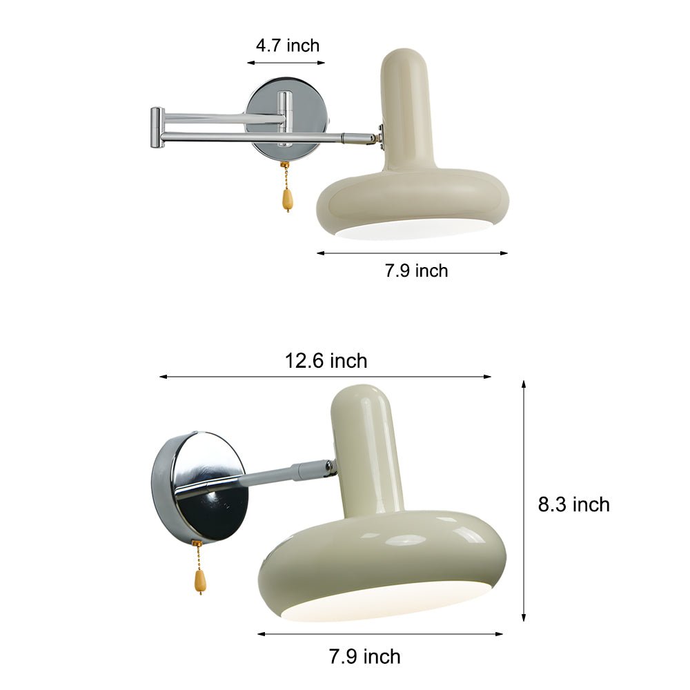 Modern Glass Swing Arm Dimmable Wall Lamp with Remote Control