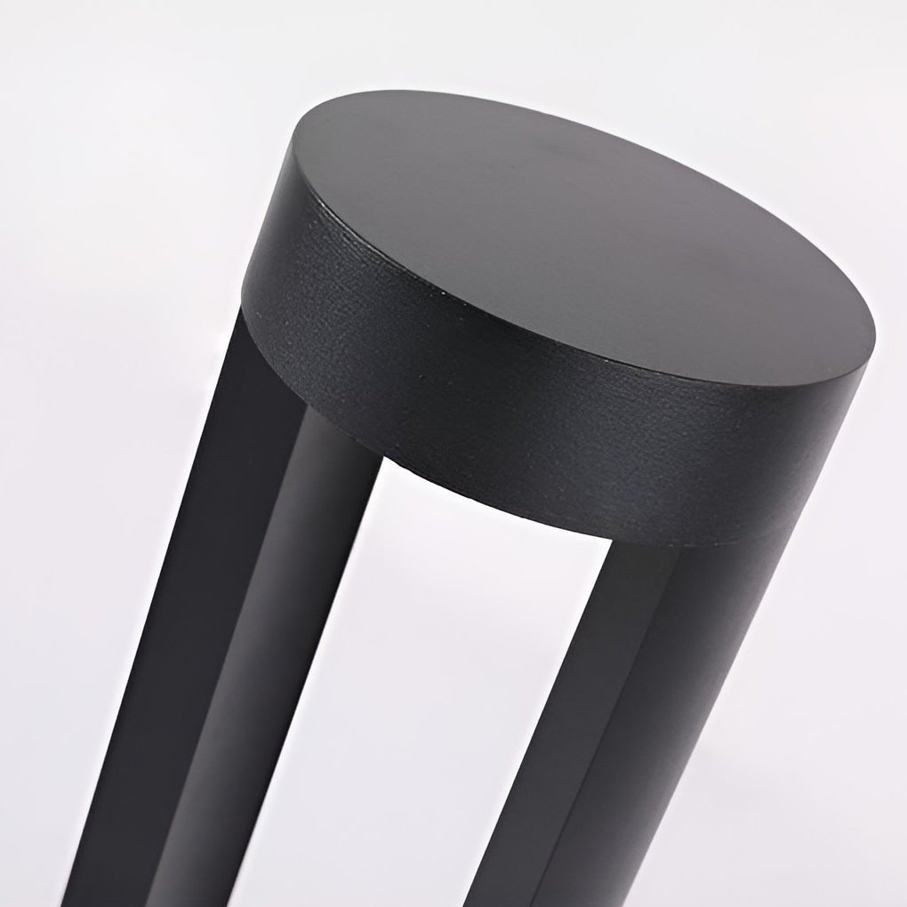 Hollow Cylindrical Outdoor Bollard Light - Modern Black Aluminum