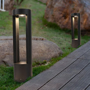 Hollow Cylindrical Outdoor Bollard Light - Modern Black Aluminum