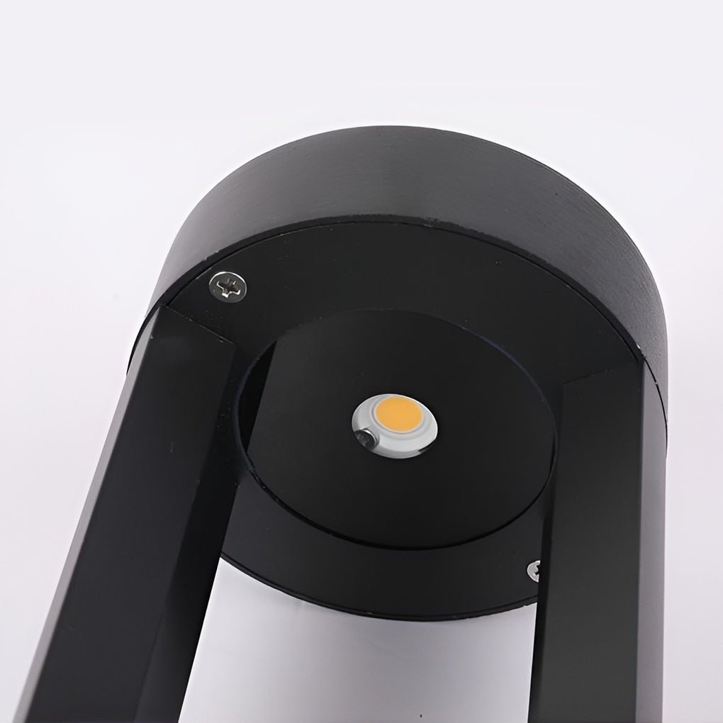 Hollow Cylindrical Outdoor Bollard Light - Modern Black Aluminum