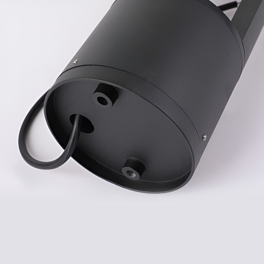 Hollow Cylindrical Outdoor Bollard Light - Modern Black Aluminum