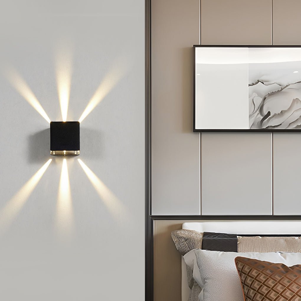 LED Up Down Outdoor Wall Light Industrial Black Aluminum Sconce