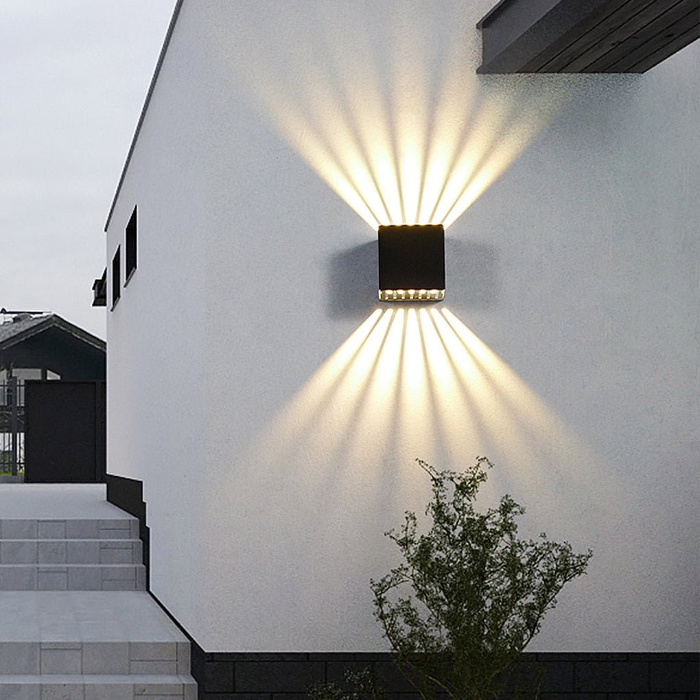 LED Up Down Outdoor Wall Light Industrial Black Aluminum Sconce