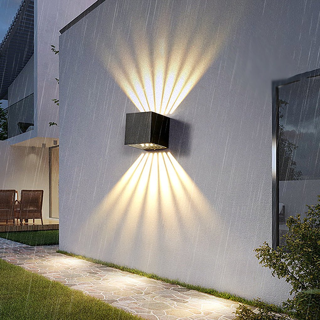 LED Up Down Outdoor Wall Light Industrial Black Aluminum Sconce