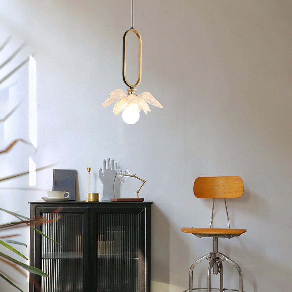 Lotus Flower Modern Pendant Light with LED Ring Design
