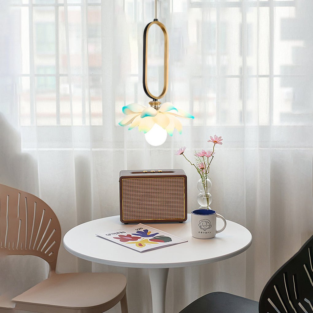 Lotus Flower Modern Pendant Light with LED Ring Design