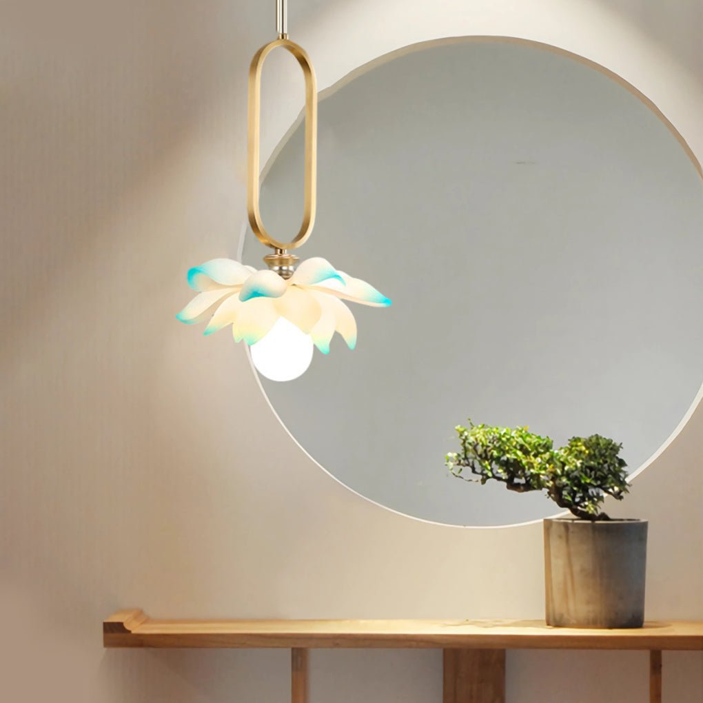 Lotus Flower Modern Pendant Light with LED Ring Design