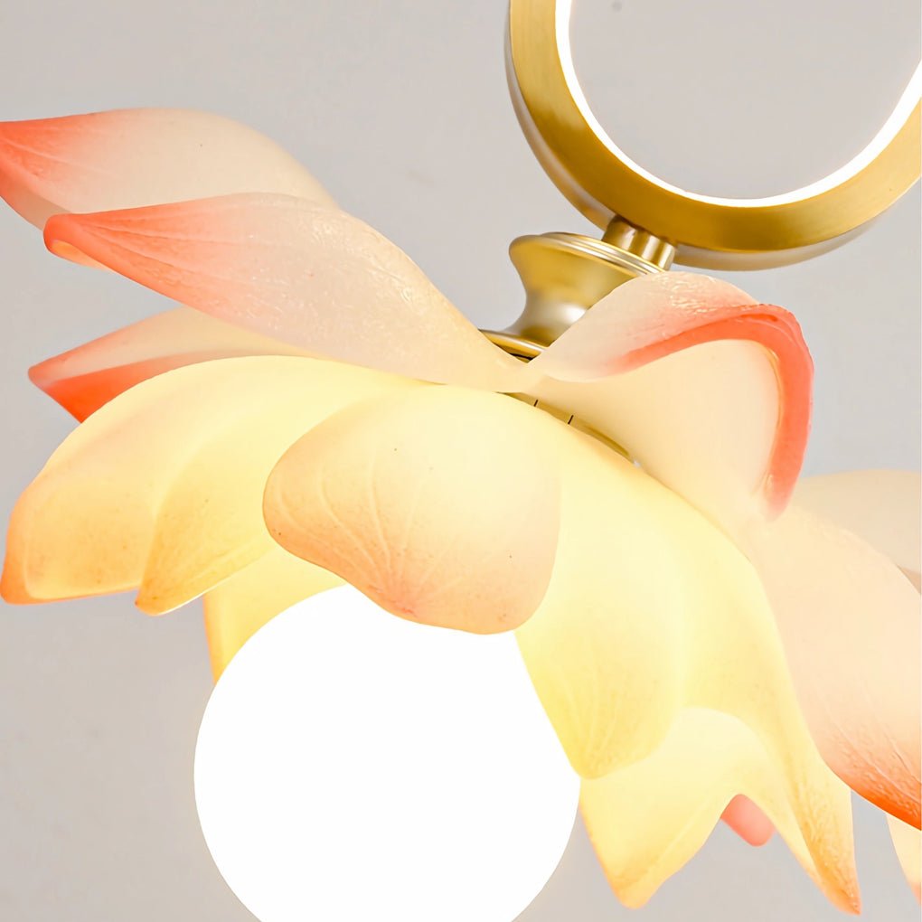 Lotus Flower Modern Pendant Light with LED Ring Design