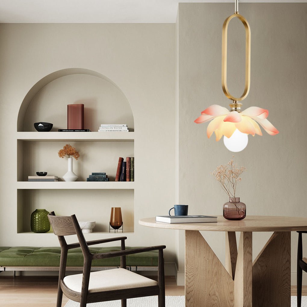 Lotus Flower Modern Pendant Light with LED Ring Design