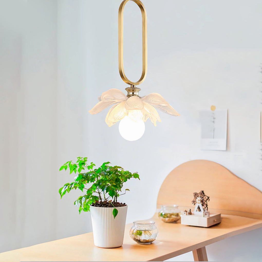 Lotus Flower Modern Pendant Light with LED Ring Design
