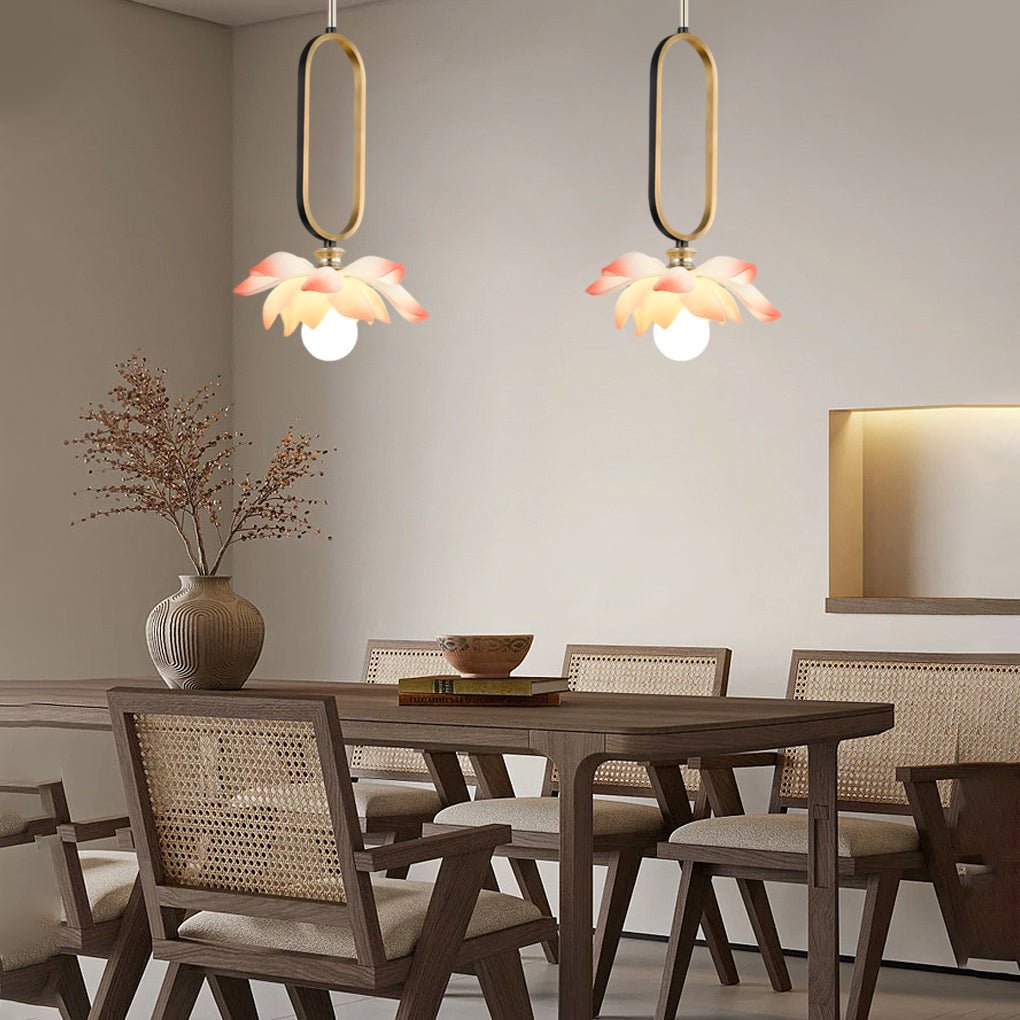 Lotus Flower Modern Pendant Light with LED Ring Design