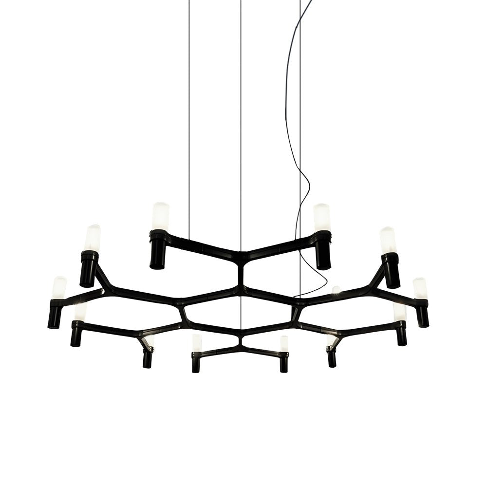 Modern Geometric LED Chandelier with Frosted Glass and Metal Layers