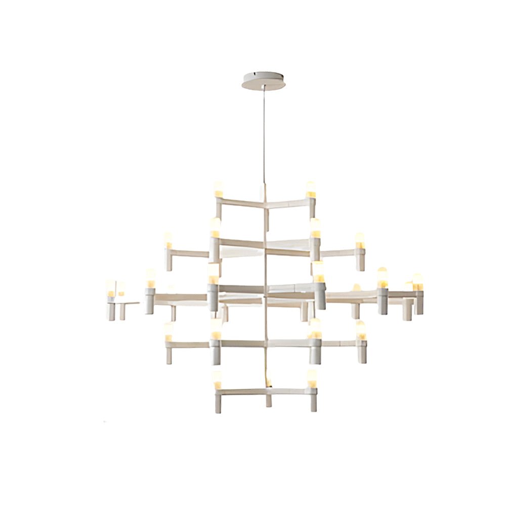 Modern Geometric LED Chandelier with Frosted Glass and Metal Layers