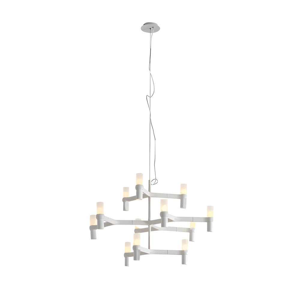 Modern Geometric LED Chandelier with Frosted Glass and Metal Layers