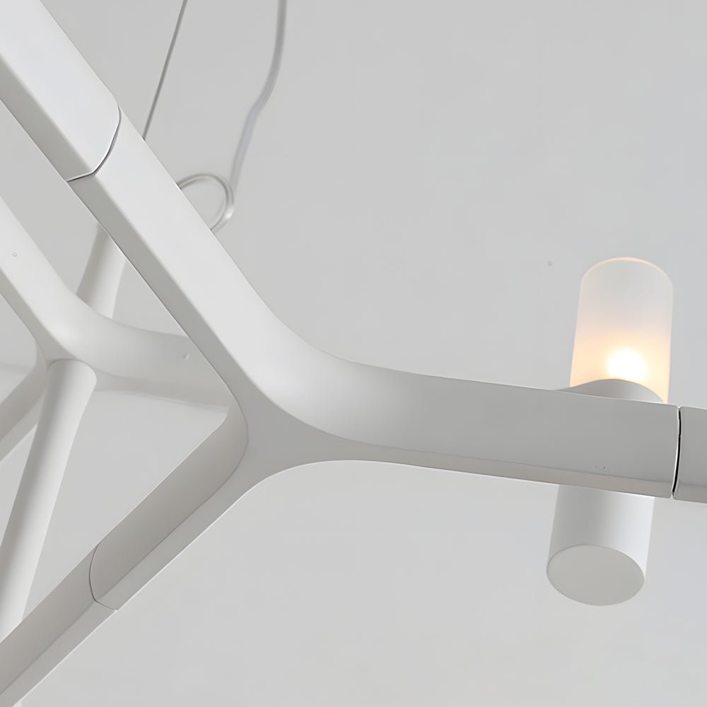 Modern Geometric LED Chandelier with Frosted Glass and Metal Layers