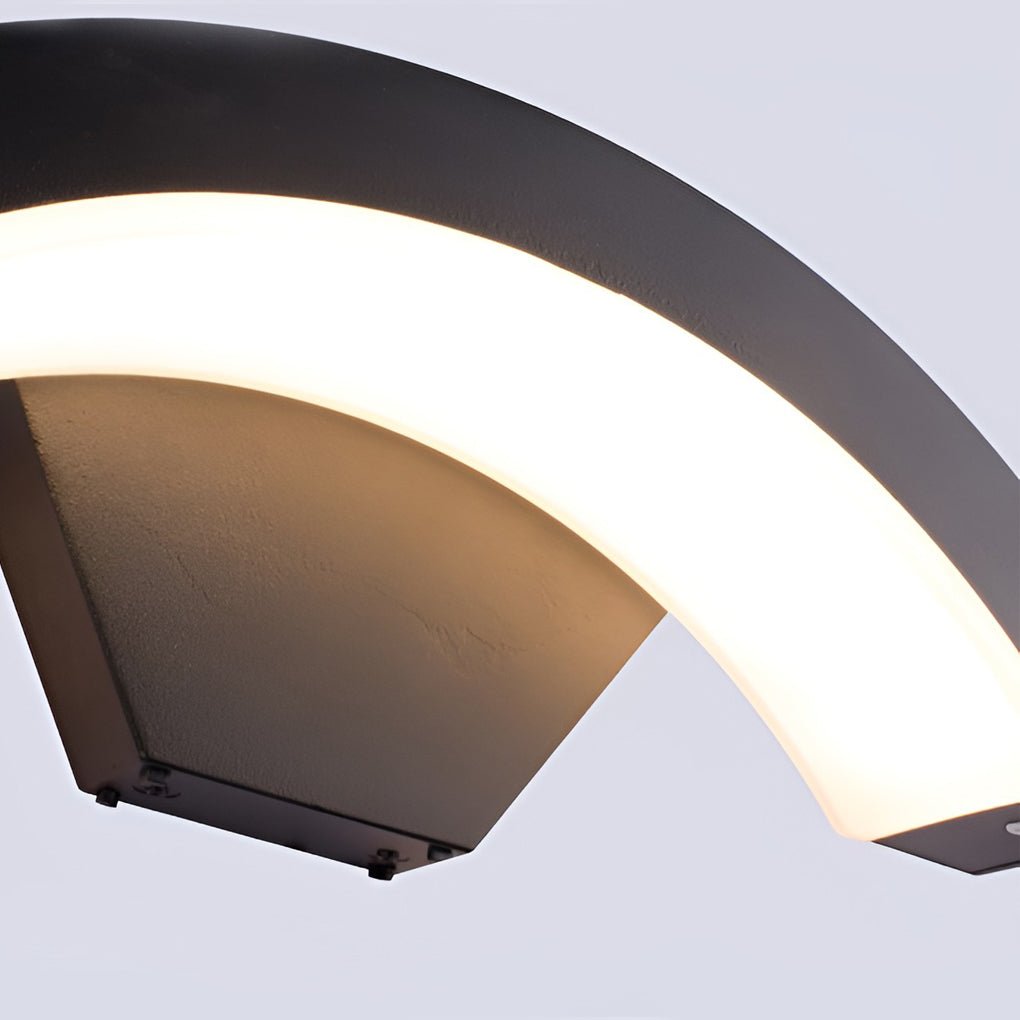 Industrial Curved LED Outdoor Wall Light Black Aluminum Downlight