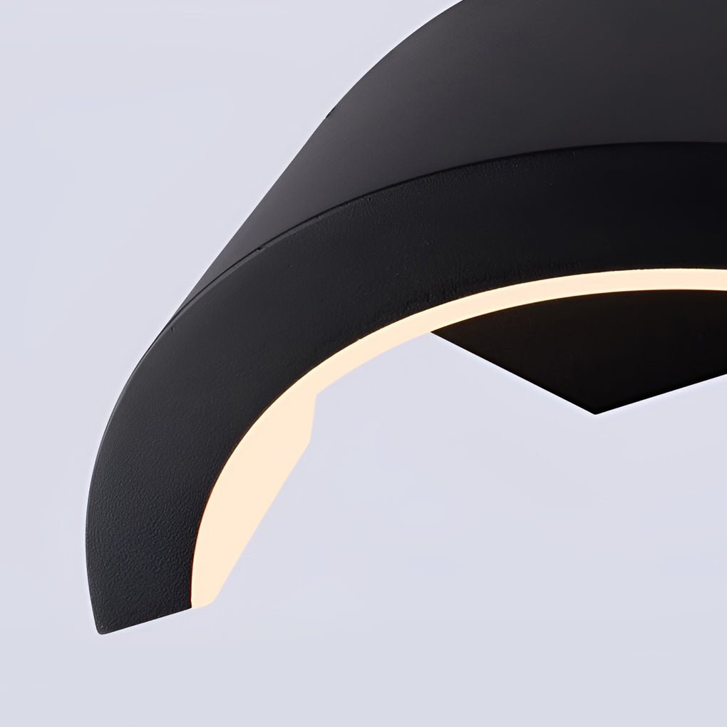 Industrial Curved LED Outdoor Wall Light Black Aluminum Downlight