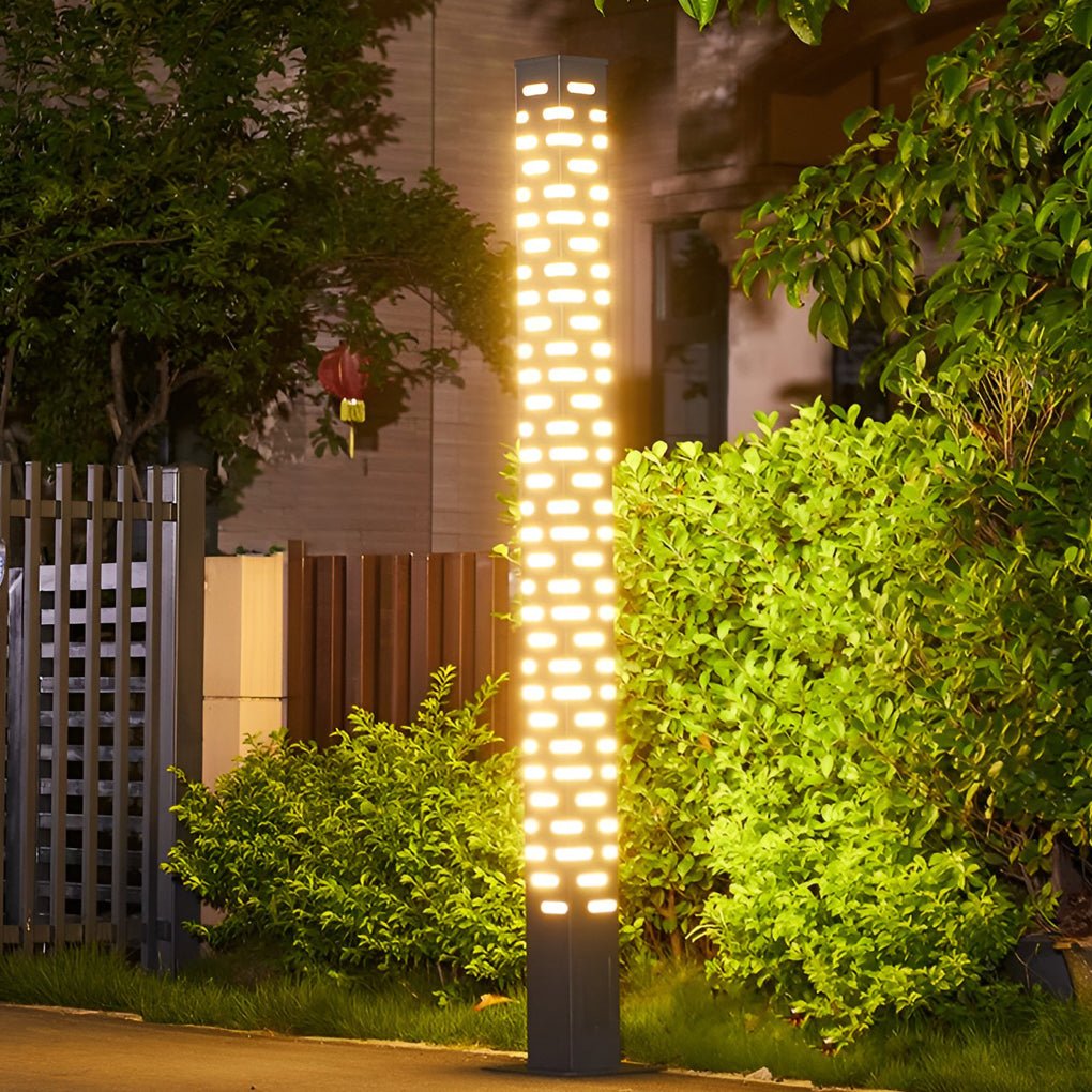 Modern Rectangular Outdoor Bollard Light - Stainless Steel & Acrylic
