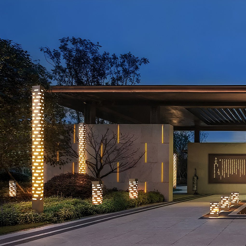 Modern Rectangular Outdoor Bollard Light - Stainless Steel & Acrylic