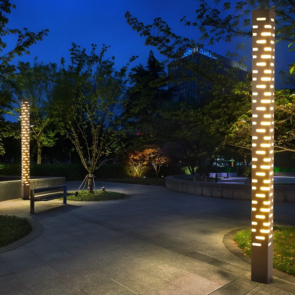 Modern Rectangular Outdoor Bollard Light - Stainless Steel & Acrylic