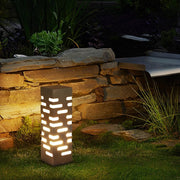 Modern Rectangular Outdoor Bollard Light - Stainless Steel & Acrylic
