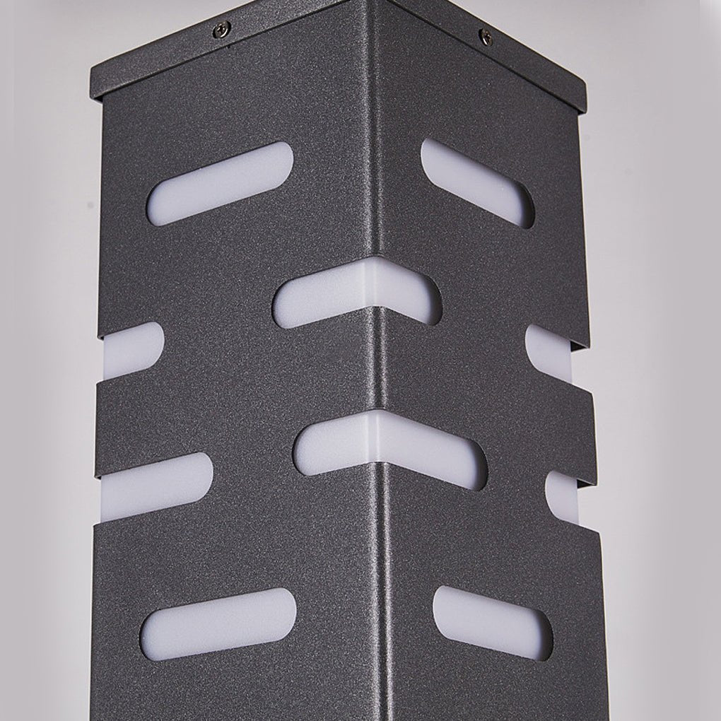 Modern Rectangular Outdoor Bollard Light - Stainless Steel & Acrylic