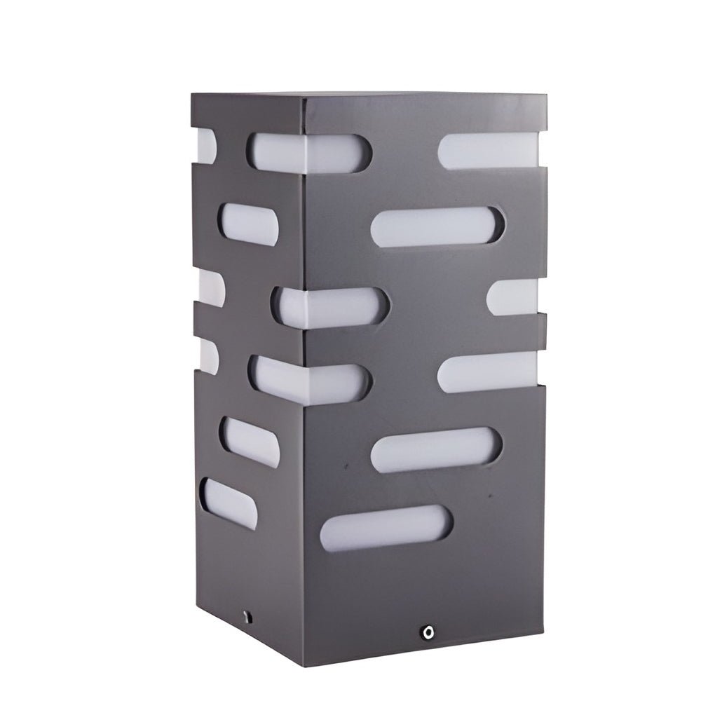 Modern Rectangular Outdoor Bollard Light - Stainless Steel & Acrylic