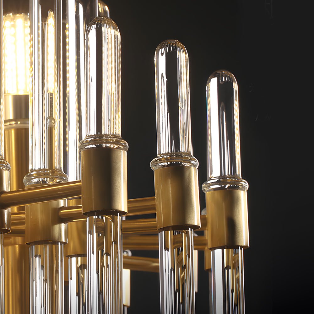Modern Glass Tube Chandelier with Copper Finish