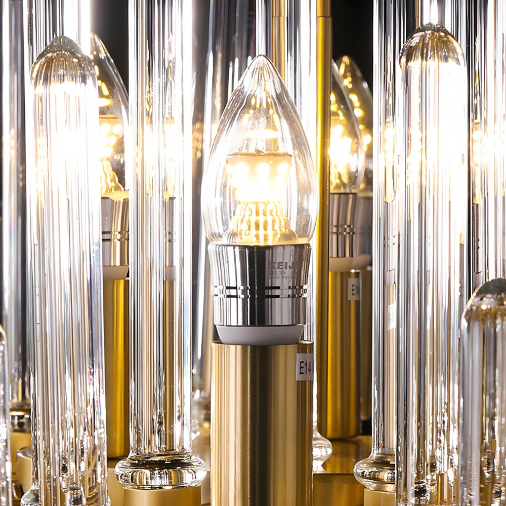 Modern Glass Tube Chandelier with Copper Finish