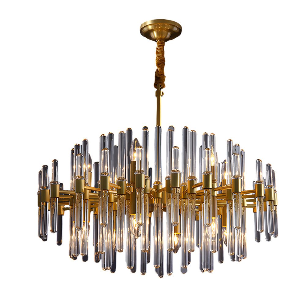 Modern Glass Tube Chandelier with Copper Finish