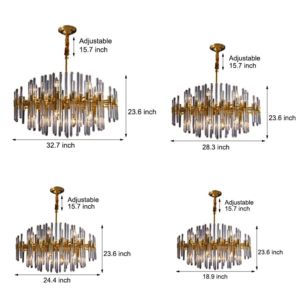 Modern Glass Tube Chandelier with Copper Finish