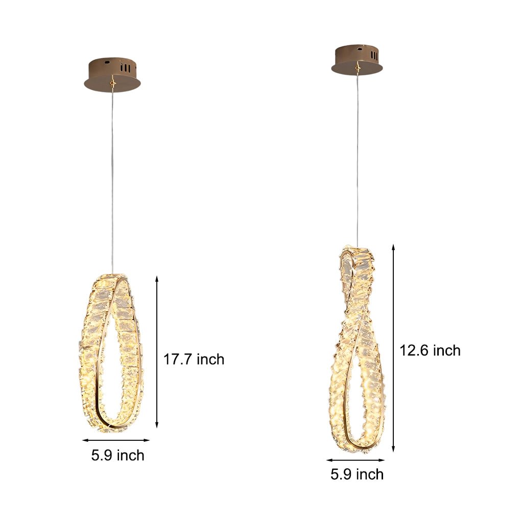Crystal Ring LED Pendant Light with 3-Step Dimming Modern Chandelier