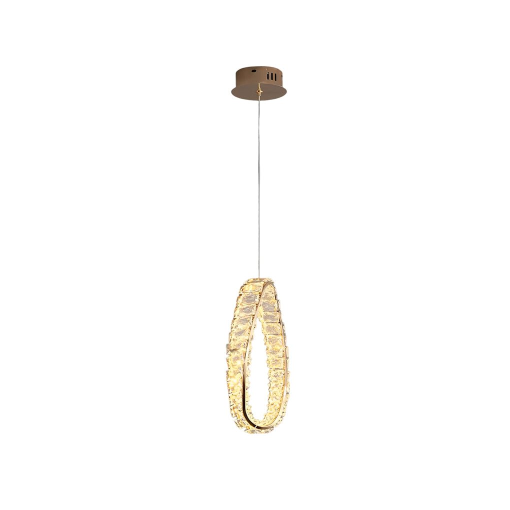 Crystal Ring LED Pendant Light with 3-Step Dimming Modern Chandelier