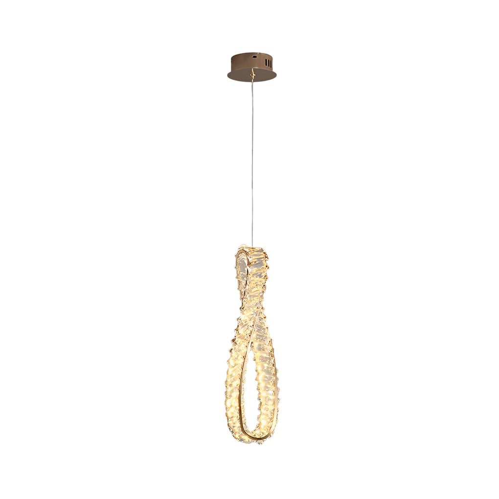 Crystal Ring LED Pendant Light with 3-Step Dimming Modern Chandelier