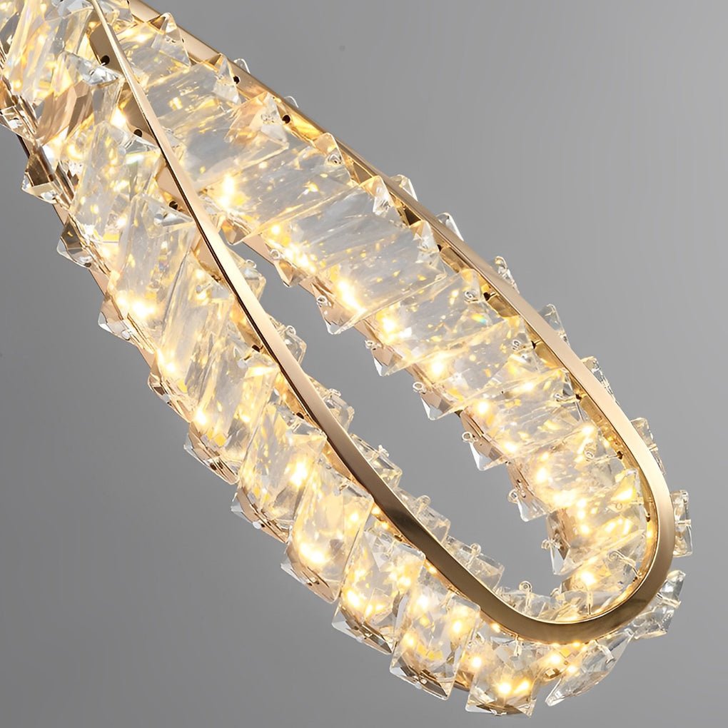 Crystal Ring LED Pendant Light with 3-Step Dimming Modern Chandelier