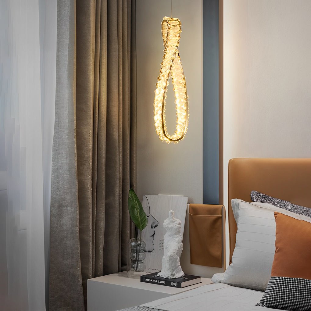 Crystal Ring LED Pendant Light with 3-Step Dimming Modern Chandelier