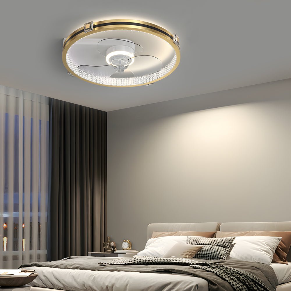 Modern Ring LED Ceiling Fan Light with Gold Finish