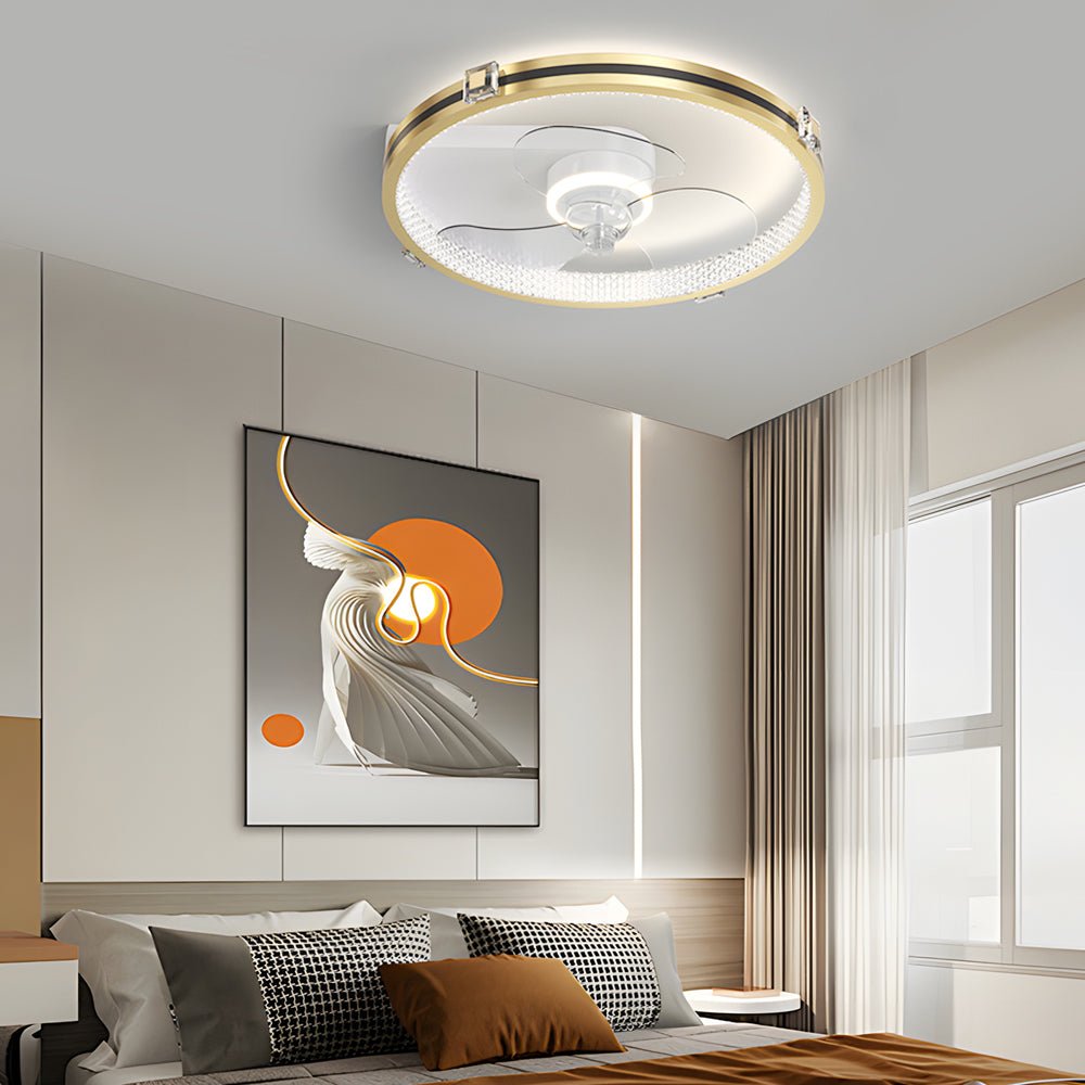 Modern Ring LED Ceiling Fan Light with Gold Finish