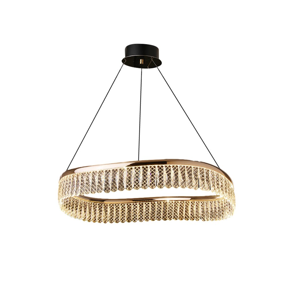 Modern Crystal Ring Chandelier with 3-Step Dimming LED