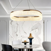 Modern Crystal Ring Chandelier with 3-Step Dimming LED