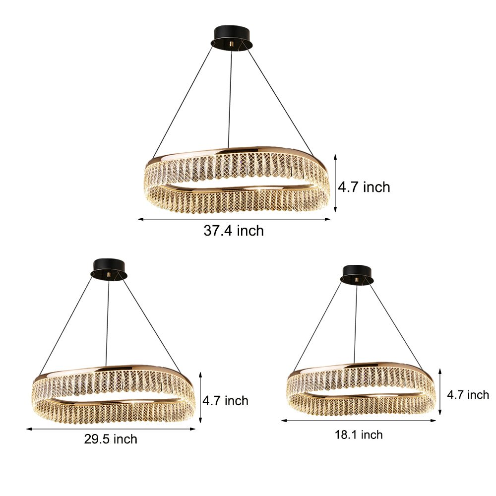Modern Crystal Ring Chandelier with 3-Step Dimming LED