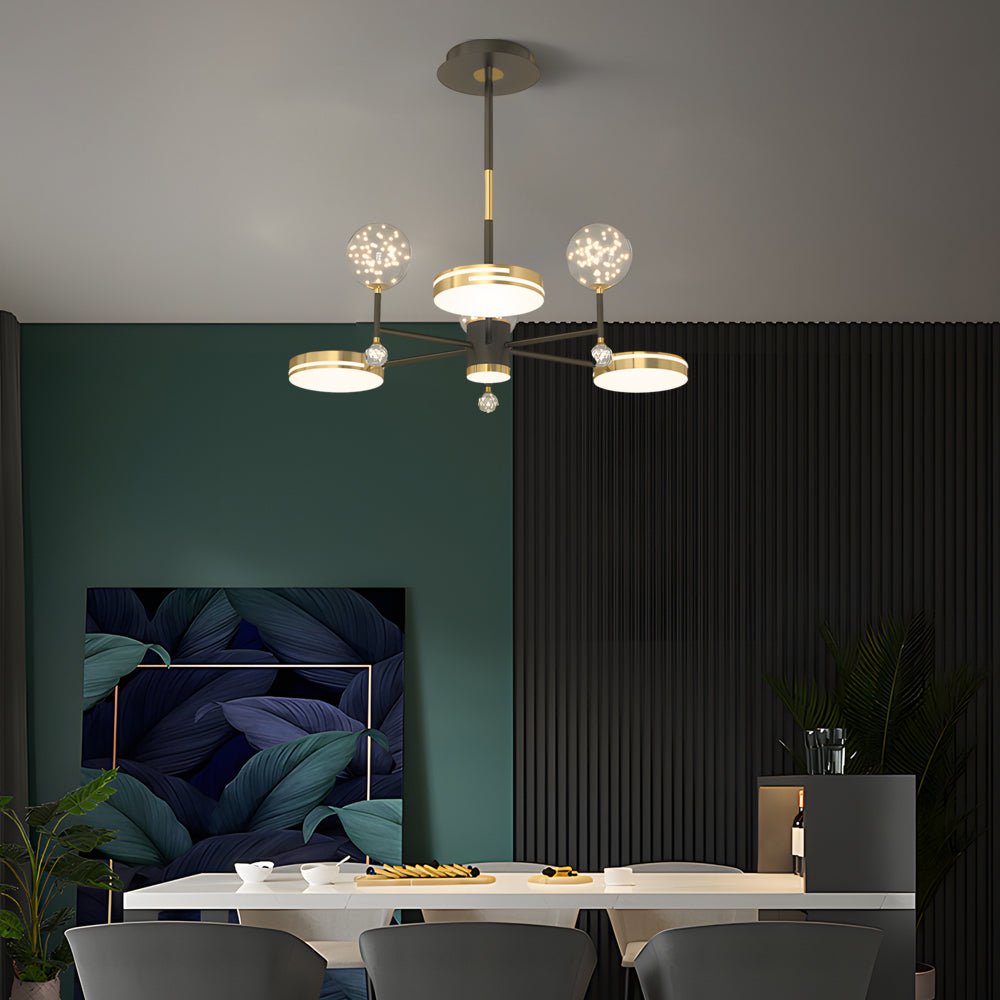 Modern Crystal Ball Chandelier with Three-Step Dimming