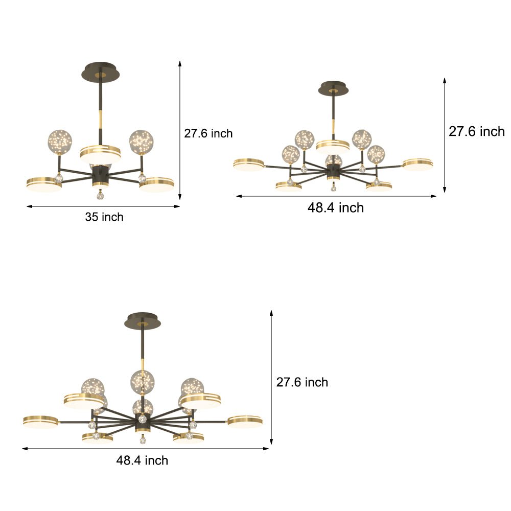 Modern Crystal Ball Chandelier with Three-Step Dimming