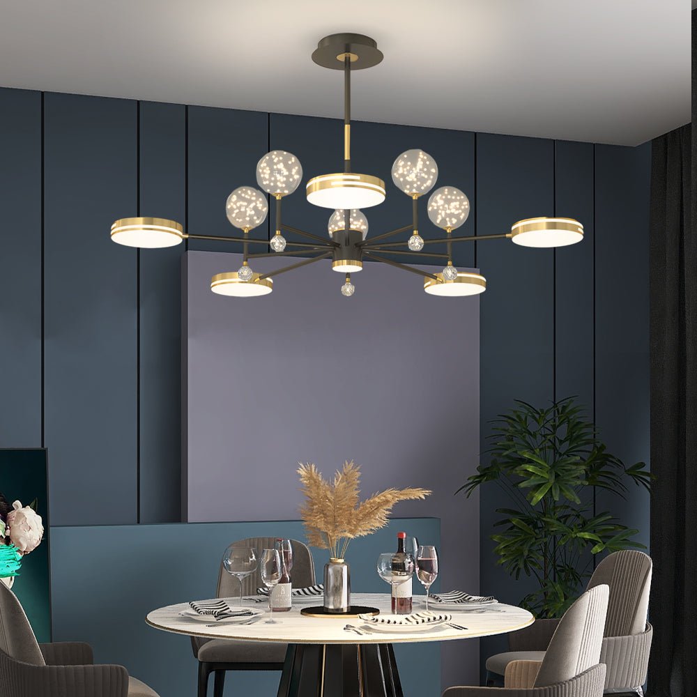 Modern Crystal Ball Chandelier with Three-Step Dimming